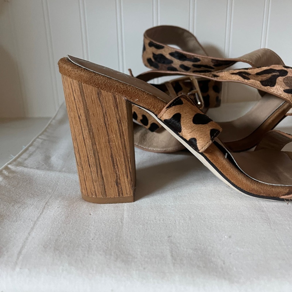 Raye Lexie cheetah print ankle strap stacked heels - Picture 4 of 9